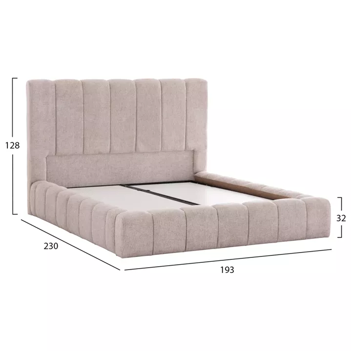 BED WITH STORAGE SPACE REMO HM719.10 TEDDY FABRIC IN BEIGE-FOR MATTRESS 160x200cm.