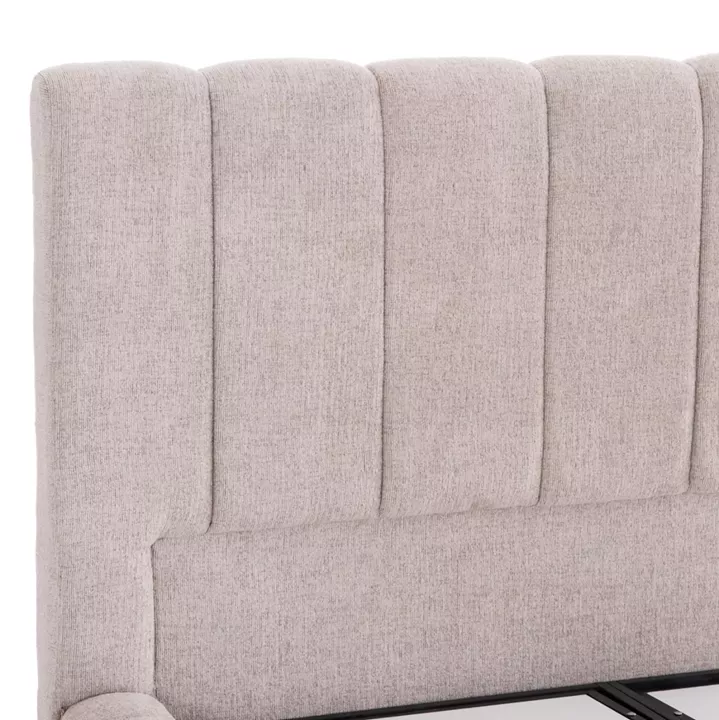 DOUBLE BED WITH MATTRESS & STORAGE SPACE REMO HM21167 BEIGE BOUCLE FABRIC--FOR 160x200cm.