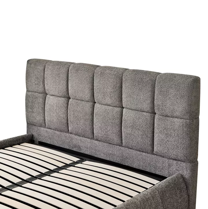DOUBLE BED EDDY HM731.01 GREY BOUCLE & STORAGE SPACE--FOR MATTRESS 160x200cm.