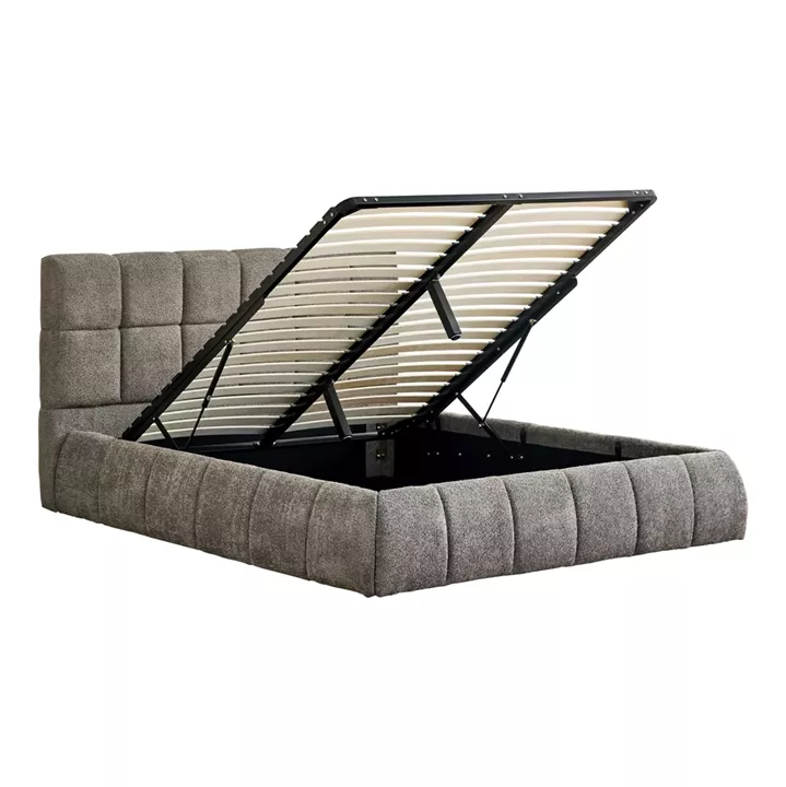 DOUBLE BED EDDY HM731.01 GREY BOUCLE & STORAGE SPACE--FOR MATTRESS 160x200cm.