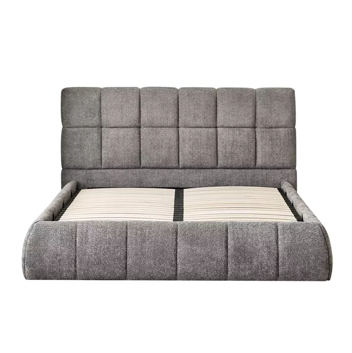 DOUBLE BED EDDY HM731.01 GREY BOUCLE & STORAGE SPACE--FOR MATTRESS 160x200cm.