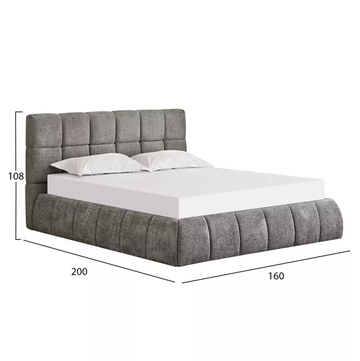 DOUBLE BED EDDY HM731.01 GREY BOUCLE & STORAGE SPACE--FOR MATTRESS 160x200cm.
