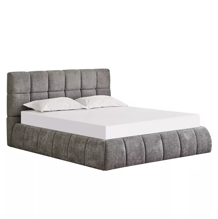 DOUBLE BED EDDY HM731.01 GREY BOUCLE & STORAGE SPACE--FOR MATTRESS 160x200cm.