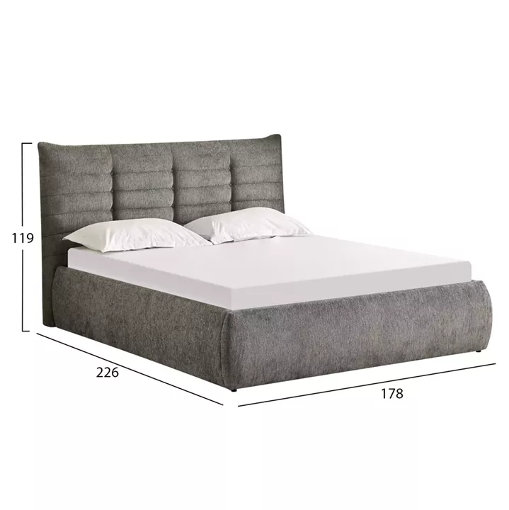 DOUBLE BED SANDRA HM732.01 GREY FABRIC & STORAGE SPACE--FOR MATTRESS 160x200cm.