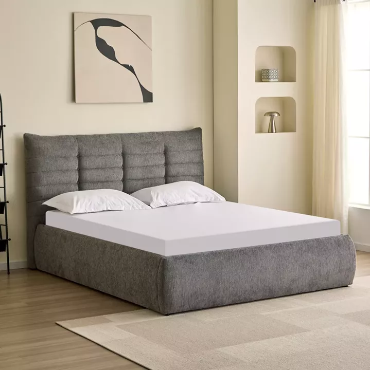 DOUBLE BED SANDRA HM732.01 GREY FABRIC & STORAGE SPACE--FOR MATTRESS 160x200cm.