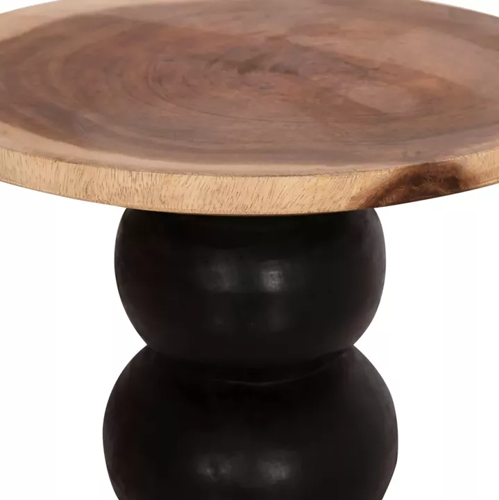 SIDE TABLE ROUND JACKY HM9890 SUAR WOOD IN NATURAL & BLACK Φ40x45.5Hcm.