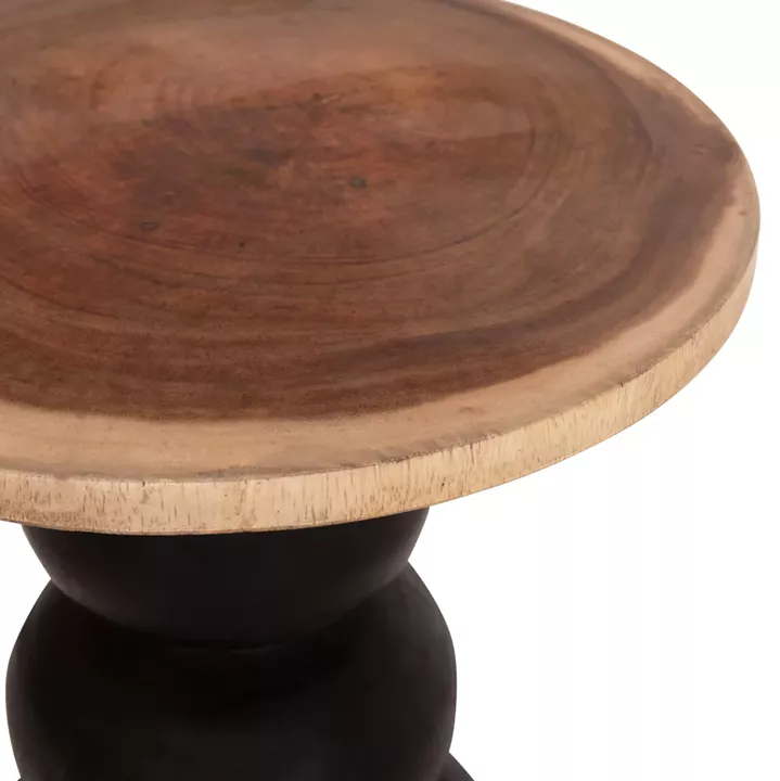 SIDE TABLE ROUND JACKY HM9890 SUAR WOOD IN NATURAL & BLACK Φ40x45.5Hcm.