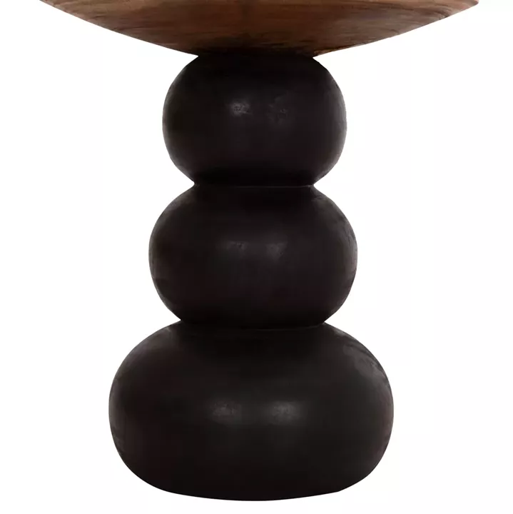 SIDE TABLE ROUND JACKY HM9890 SUAR WOOD IN NATURAL & BLACK Φ40x45.5Hcm.