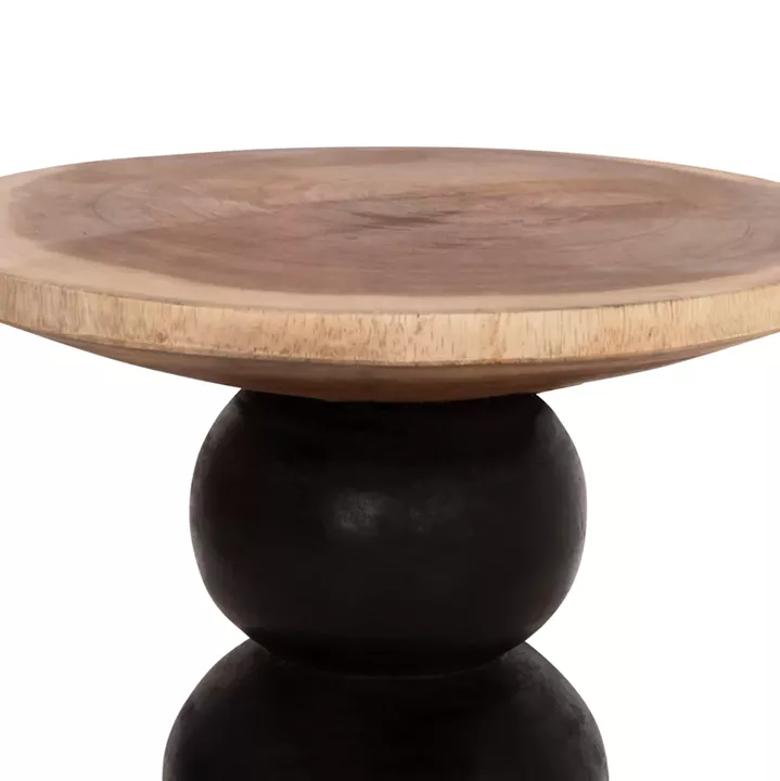 SIDE TABLE ROUND JACKY HM9890 SUAR WOOD IN NATURAL & BLACK Φ40x45.5Hcm.