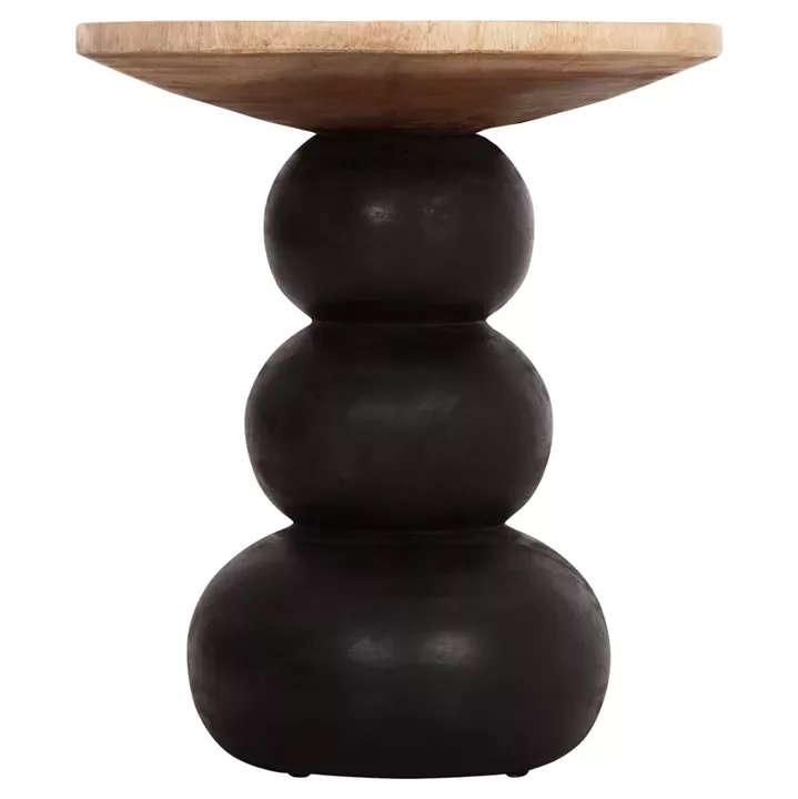 SIDE TABLE ROUND JACKY HM9890 SUAR WOOD IN NATURAL & BLACK Φ40x45.5Hcm.