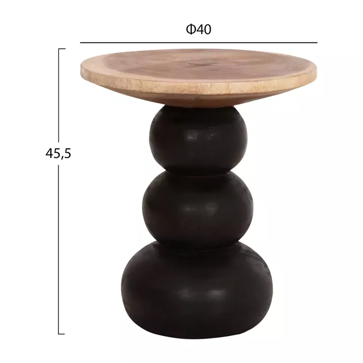 SIDE TABLE ROUND JACKY HM9890 SUAR WOOD IN NATURAL & BLACK Φ40x45.5Hcm.