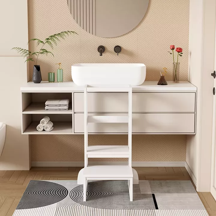 Learning tower for children Chiquel pakoworld Montessori-style wood in white color 45.7x51x90cm