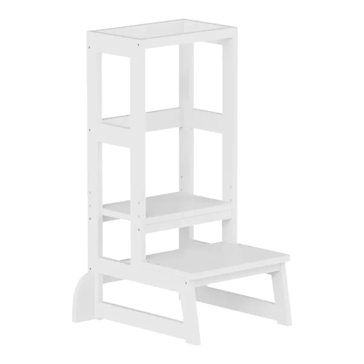 Learning tower for children Chiquel pakoworld Montessori-style wood in white color 45.7x51x90cm