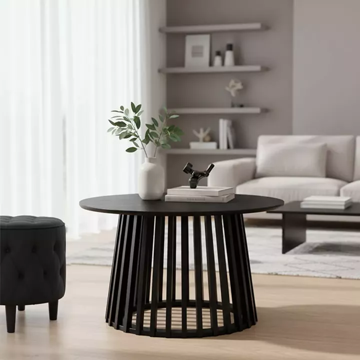 Τραπέζι σαλονιού Domonic pakoworld mdf σε μαύρη απόχρωση Φ80x45εκ