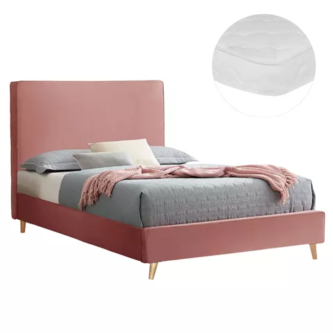 BED WITH MATTRESS MAYLIN HM21281.01 DUSTY PINK VELVET--FOR MATTRESS 120x200cm