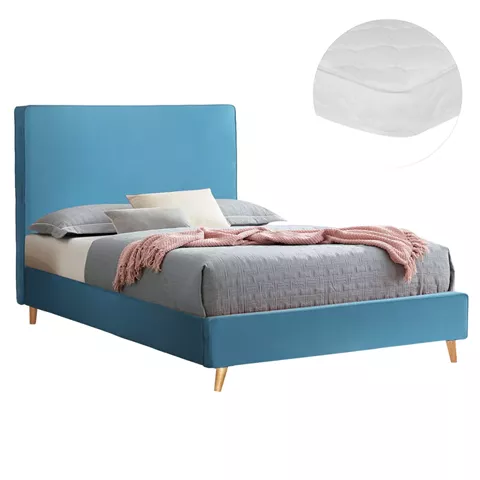 BED WITH MATTRESS MAYLIN HM21281.02 TURQUOISE (BLUE-GREEN) VELVET--FOR MATTRESS 120x200cm