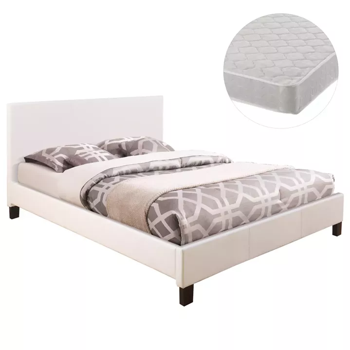 ΚΡΕΒΑΤΙ ΜΕ ΣΤΡΩΜΑ BECCA HM21283.01 ΛΕΥΚΟ PU--ΓΙΑ 150x200εκ