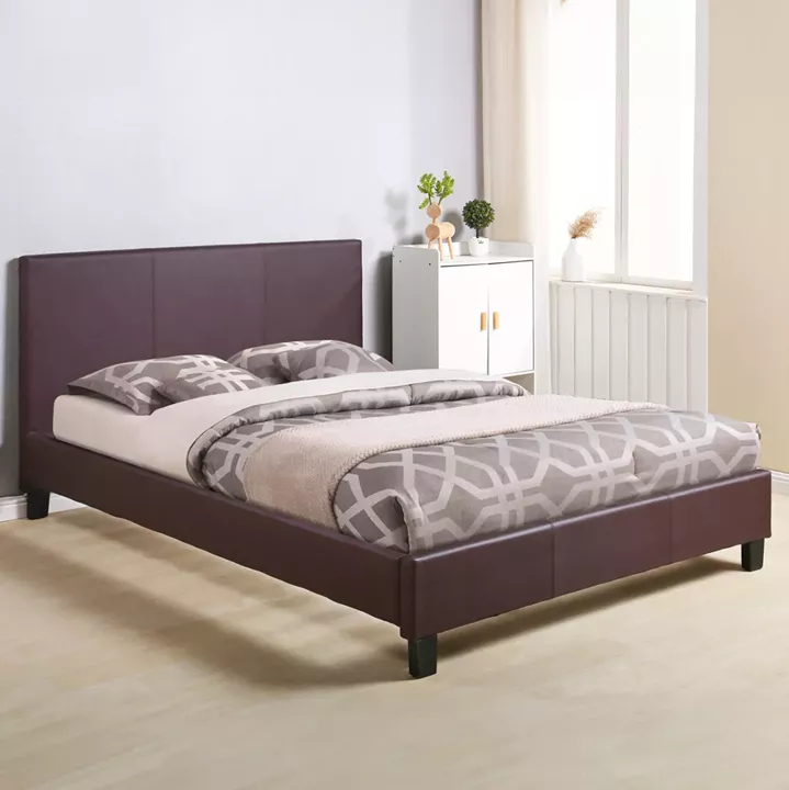 ΚΡΕΒΑΤΙ ΜΕ ΣΤΡΩΜΑ BECCA HM21283.02 ΚΑΦΕ PU--ΓΙΑ 150x200εκ