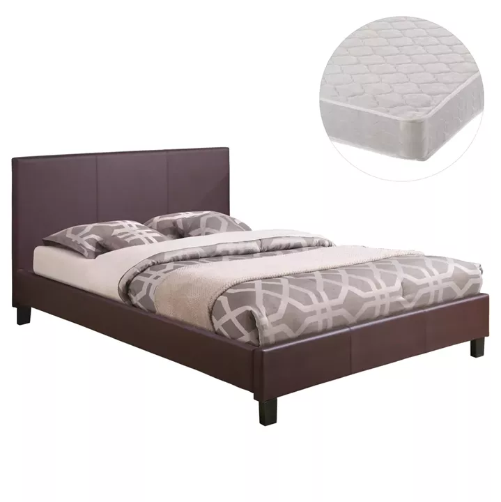 ΚΡΕΒΑΤΙ ΜΕ ΣΤΡΩΜΑ BECCA HM21283.02 ΚΑΦΕ PU--ΓΙΑ 150x200εκ
