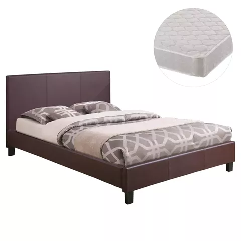 BED WITH MATTRESS BECCA HM21283.02 BROWN PU--FOR MATTRESS 150x200cm
