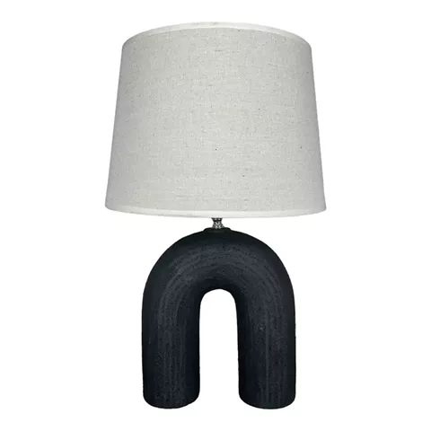Table lamp Archo Inart E27 ceramic in black-beige shade D30x45cm
