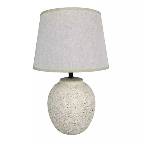 Lurata Inart E27 ceramic table lamp in beige shade Φ26x38cm