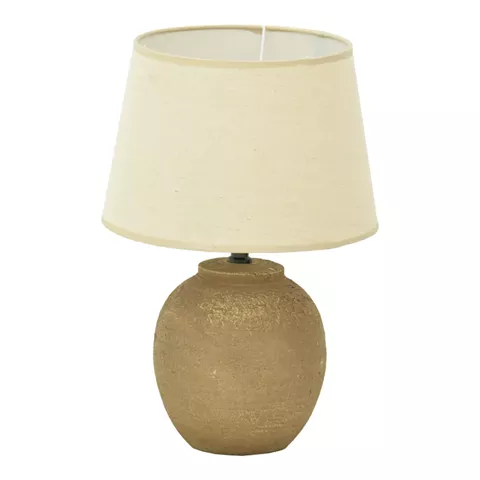 Table lamp Lurata Inart E27 ceramic in antique gray-beige shade Φ26x38cm