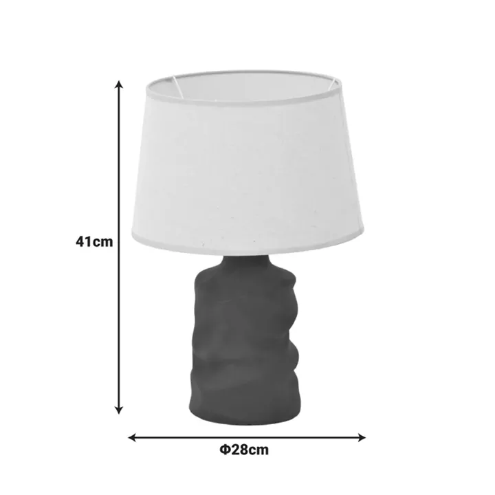 Wabbi Inart E27 ceramic table lamp in grey antique-beige shade D28x41cm