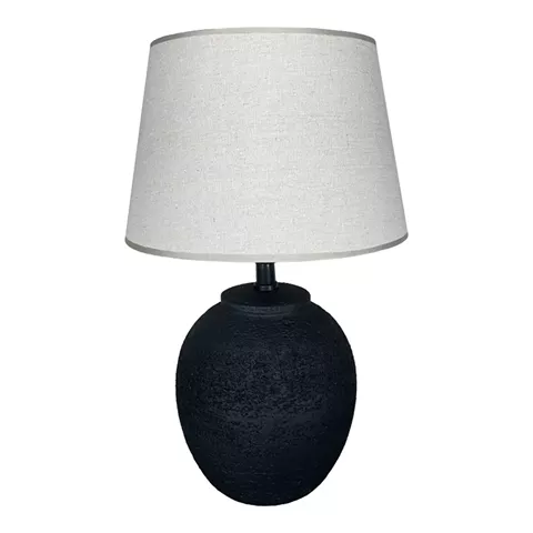 Lurata Inart E27 ceramic table lamp in black-beige shade Φ26x38cm