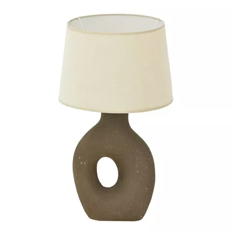 Ovola Inart E27 ceramic table lamp in grey antique-beige shade D30x52cm