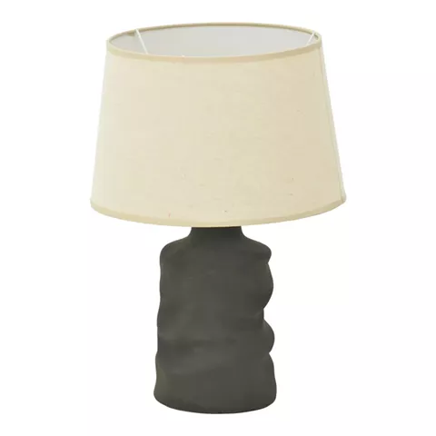 Wabbi Inart E27 ceramic table lamp in black-beige shade D28x41cm