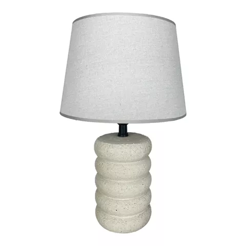 Graike Inart E27 ceramic table lamp in beige shade D26x37cm