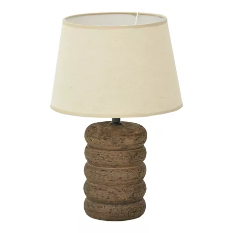Graike Inart E27 ceramic table lamp in grey antique-beige shade D26x37cm