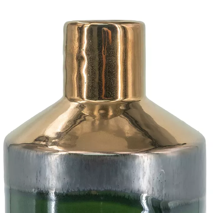 Artekko Electric Κεραμικό Βάζο σε Πράσινο με Μπρονζέ (15.5x15.5x20)cm