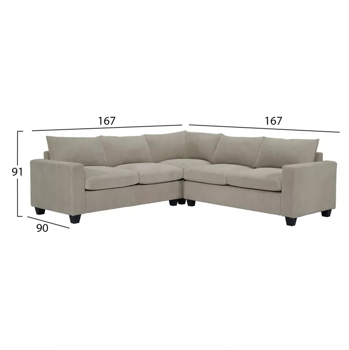 ΓΩΝΙΑΚΟΣ ΚΑΝΑΠΕΣ CALDER HM3286.03 ΜΠΕΖ ΥΦΑΣΜΑ 254x254x90(κάθισμα)x91Υεκ.