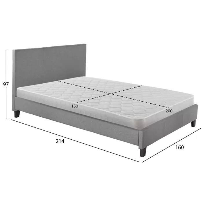 ΚΡΕΒΑΤΙ ΜΕ ΣΤΡΩΜΑ BECCA HM21283.04 ΓΚΡΙ ΥΦΑΣΜΑ--ΓΙΑ 150x200εκ