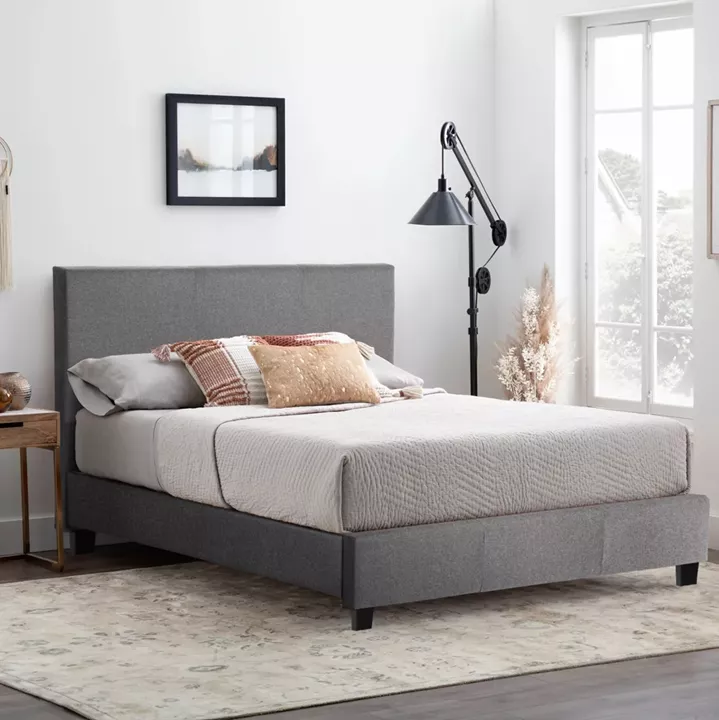 ΚΡΕΒΑΤΙ ΜΕ ΣΤΡΩΜΑ BECCA HM21283.04 ΓΚΡΙ ΥΦΑΣΜΑ--ΓΙΑ 150x200εκ