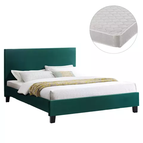 BED WITH MATTRESS BECCA HM21283.06 CYPRESS GREEN VELVET--FOR MATTRESS 150x200cm