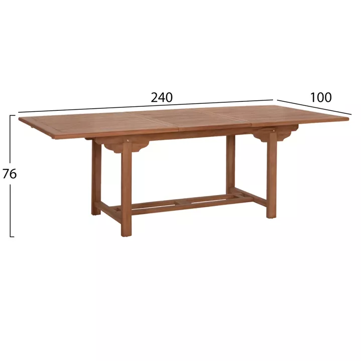 DINING TABLE EXTENDABLE CRANDER HM6376 TEAK WOOD IN NATURAL COLOR 180-240x100x76Hcm.