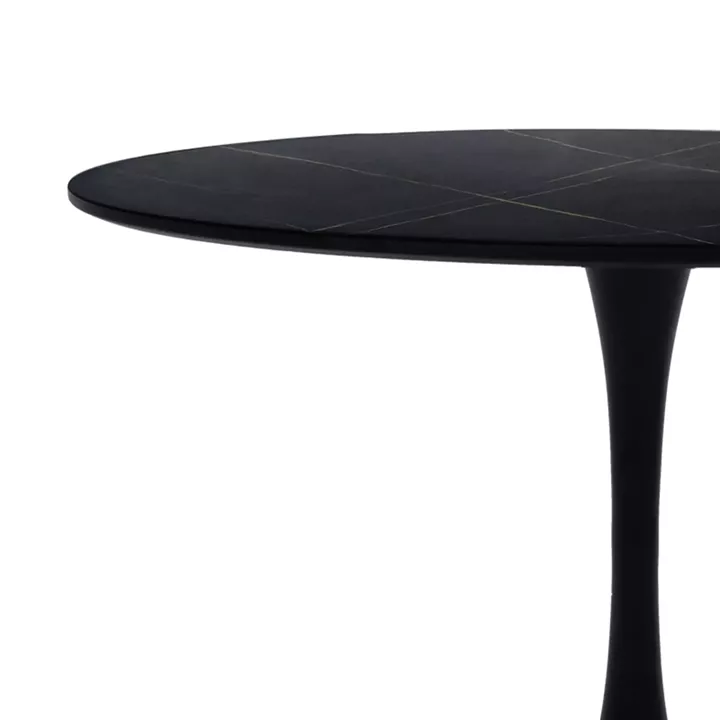 Dining table Balou-Noor pakoworld set of 5 MDF black-fabric black D100x73cm