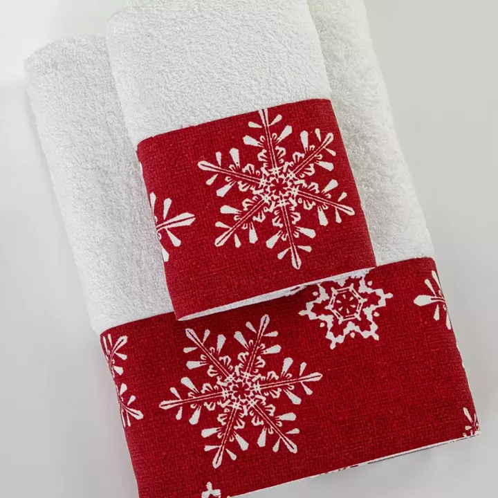 Πετσέτες Χριστουγεννιάτικες Σετ 2ΤΜΧ Χιονονιφάδα