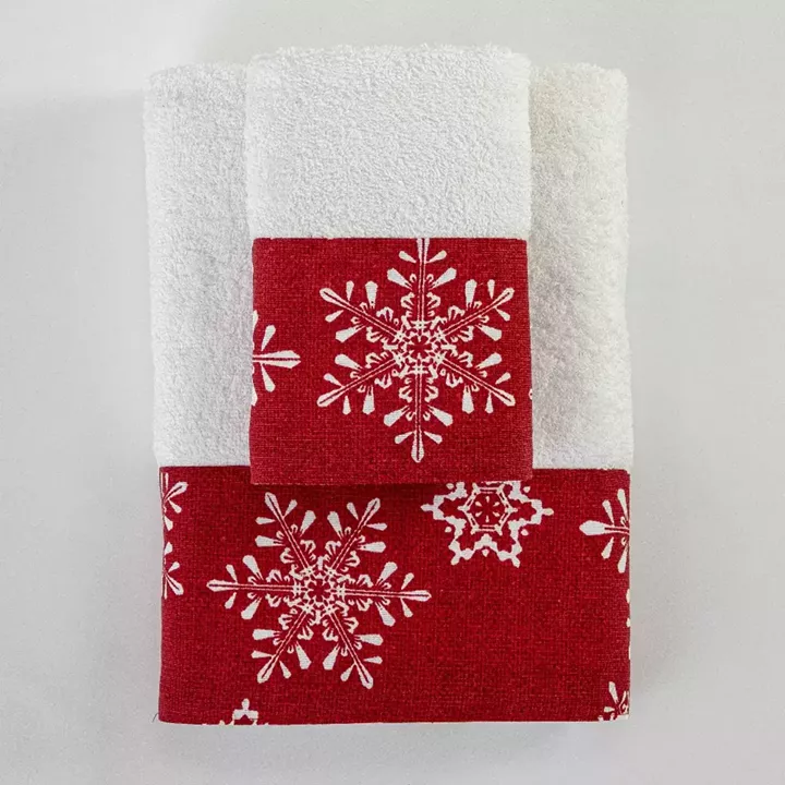 Πετσέτες Χριστουγεννιάτικες Σετ 2ΤΜΧ Χιονονιφάδα