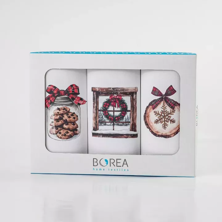 Ποτηρόπανα Κουζίνας Χριστουγεννιάτικα Garland Σετ 3ΤΜΧ