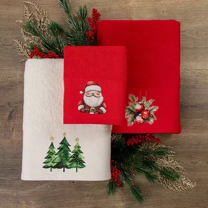 Πετσέτες Χριστουγεννιάτικες Σετ 2ΤΜΧ Ornaments