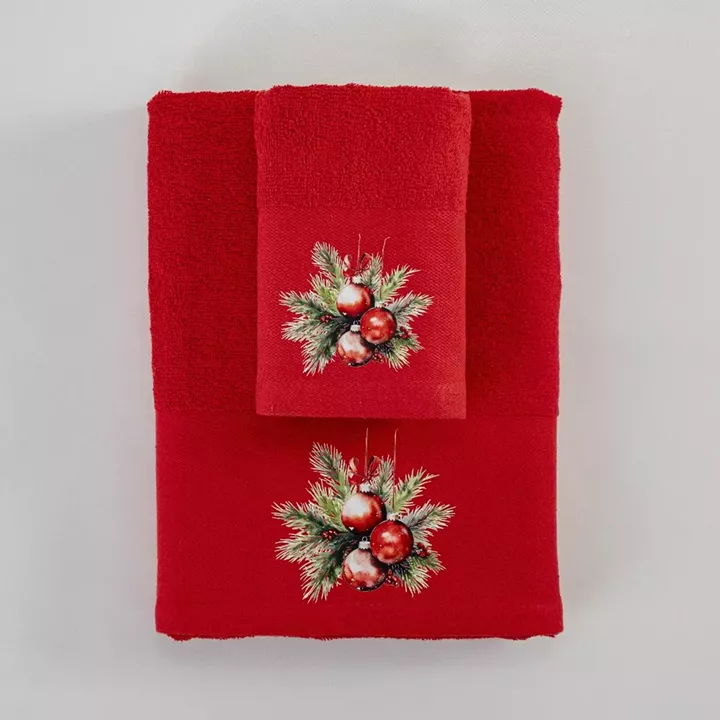Πετσέτες Χριστουγεννιάτικες Σετ 2ΤΜΧ Ornaments