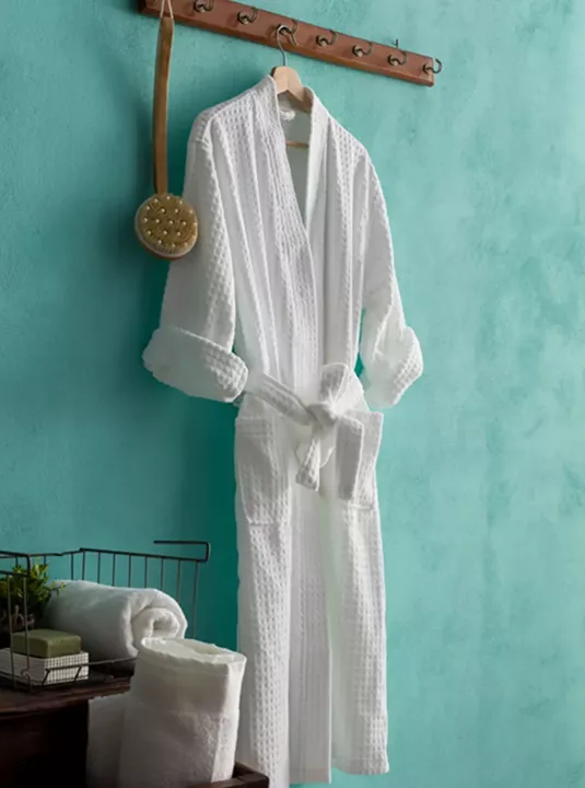 EMΠOPEYMATA Μπουρνούζι Velour kimono τετραγωνο ΛEYKO