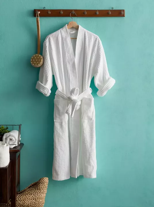 EMΠOPEYMATA Μπουρνούζι Velour kimono τετραγωνο ΛEYKO