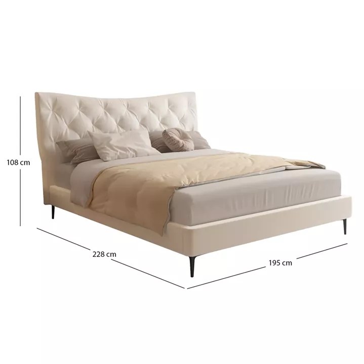 DOUBLE BED JILL HM737.03 FABRIC IN BEIGE--FOR MATTRESS 160x200cm