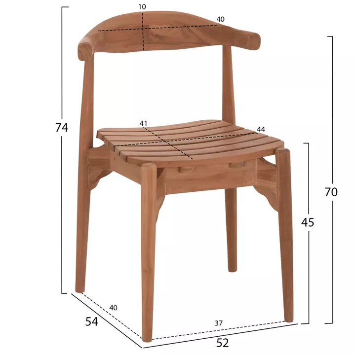 OUTDOOR DINING CHAIR DONNY HM6378 TEAK WOOD 52x54x74Hcm.
