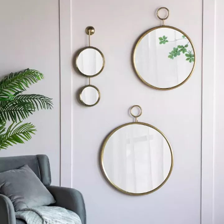 Artekko Mirror Χρυσός Μεταλλικός Καθρέπτης Τοίχου (57x4.5x72)cm